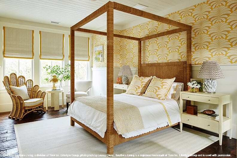 2017 southern living idea house bedroom orange wallpaper 