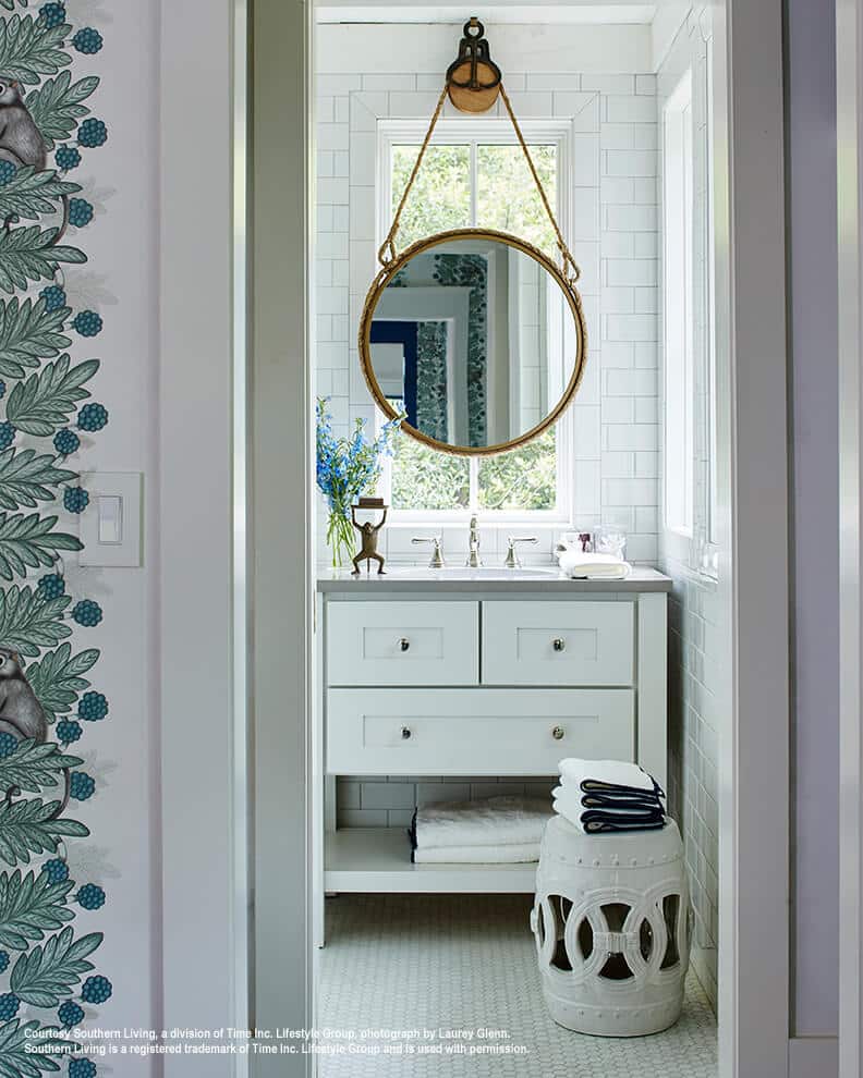 2017 southern living idea house white guest bathroom vanity