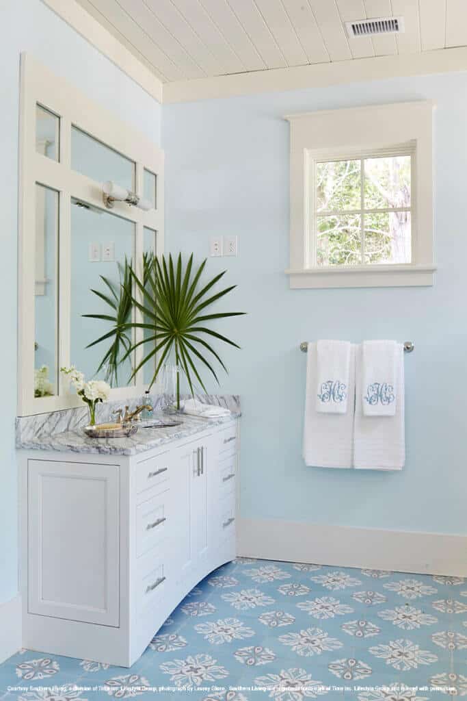 2017 southern living idea house master bathroom white his and her vanity