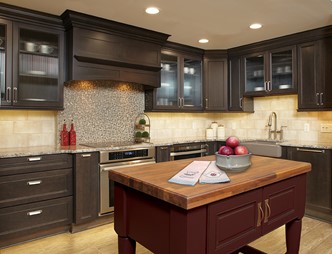 neutral tone kitchen with solid wood cabinets