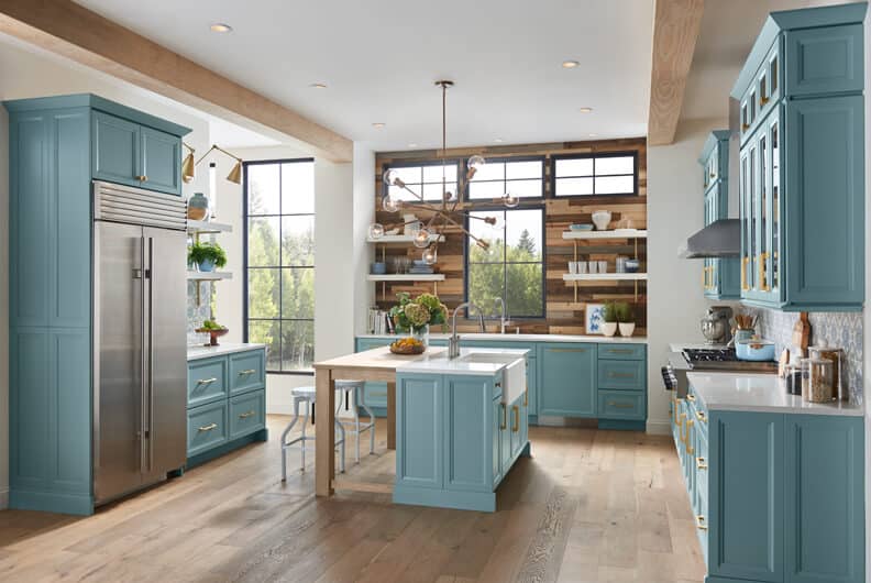 light kitchen blue cabinets