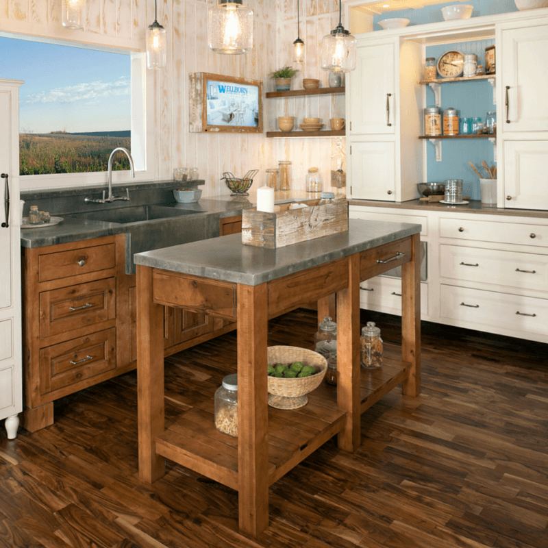 This beautiful custom island is the rustic charm of this kitchen.